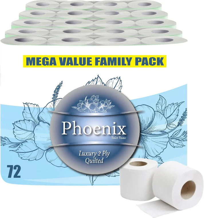 New Users Sale — Phoenix Quilted 2-Ply Soft White Toilet Rolls | 72 Pack (150 Sheets per Roll) - Image 2