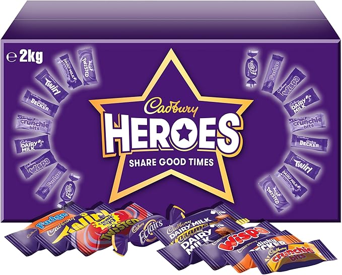 Cadbury Heroes Chocolate Bulk Share Box, Assorted Mini-Size Milk Chocolate Bars, Great for Gifting, 2 kg (Pack of 1)