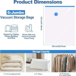 Alternative view of 6 Pack 100 X 130cm  Vacuum Storage Bags Jumbo, Strong Space Saver Compression Bags XXL Vacuum Pack Bags for Duvets, Quilts, Comforters, Bedding, Pillows- Save 80% Space