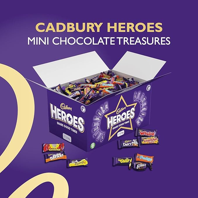 Cadbury Heroes Chocolate Bulk Share Box, Assorted Mini-Size Milk Chocolate Bars, Great for Gifting, 2 kg (Pack of 1) - Image 4