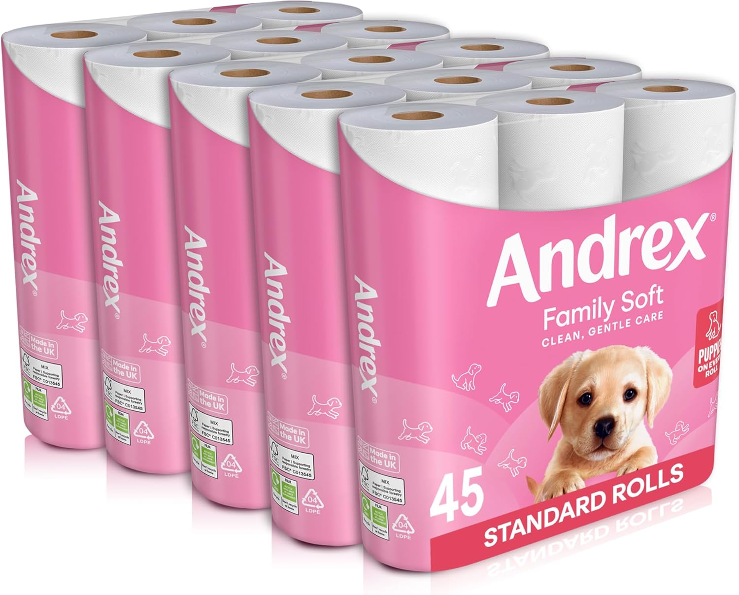 Andrex Family Soft Toilet Roll - 45 Toilet Rolls, 2-Ply, Bulk Buy, Fragrance Free, FSC Certified - Image 3